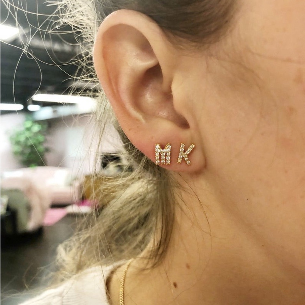 MaryKathrynDesign Rhinestone Initial Stud (Single Letter)